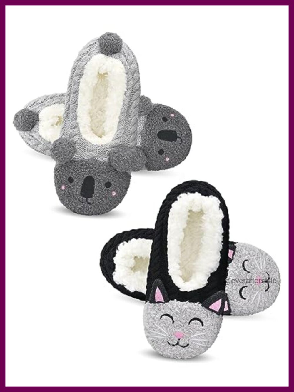 Women's Animal Slipper Socks Non Slip Gripper Fuzzy Sherpa Lined House Socks